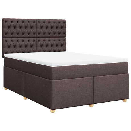 vidaXL Boxspring met matras stof donkerbruin 160x200 cm afbeelding3 - 1