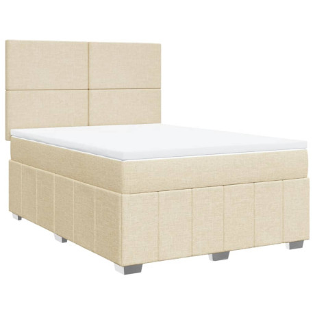 vidaXL Boxspring met matras stof crèmekleurig 140x190 cm afbeelding3 - 1