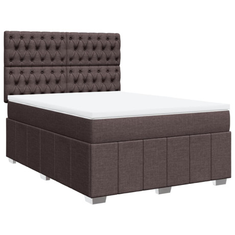 vidaXL Boxspring met matras stof donkerbruin 160x200 cm afbeelding3 - 1