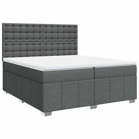 vidaXL Boxspring met matras stof donkergrijs 200x200 cm afbeelding3 - 1