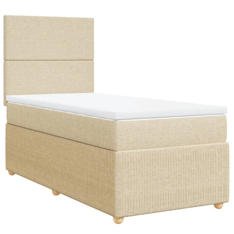 vidaXL Boxspring met matras stof crèmekleurig 90x190 cm afbeelding3 - 1