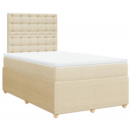 vidaXL Boxspring met matras stof crèmekleurig 120x200 cm afbeelding3 - 1