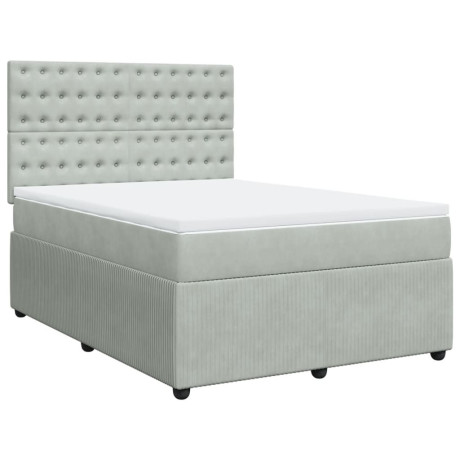 vidaXL Boxspring met matras fluweel lichtgrijs 140x190 cm afbeelding3 - 1