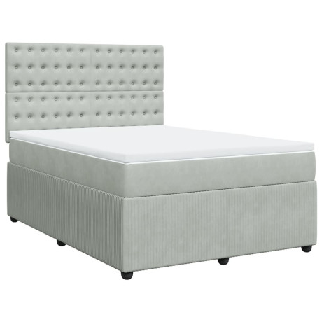 vidaXL Boxspring met matras fluweel lichtgrijs 140x200 cm afbeelding3 - 1