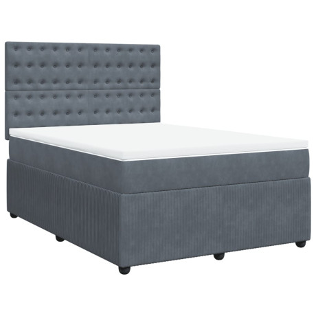vidaXL Boxspring met matras fluweel donkergrijs 140x200 cm afbeelding3 - 1