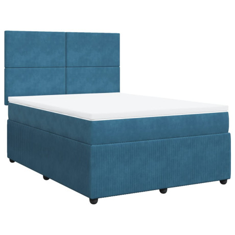 vidaXL Boxspring met matras fluweel blauw 160x200 cm afbeelding3 - 1