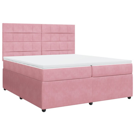 vidaXL Boxspring met matras fluweel roze 200x200 cm afbeelding3 - 1