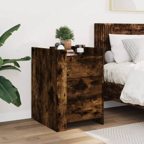 vidaXL Nachtkastje 45x50x65 cm bewerkt hout gerookt eikenkleurig afbeelding3 - 1
