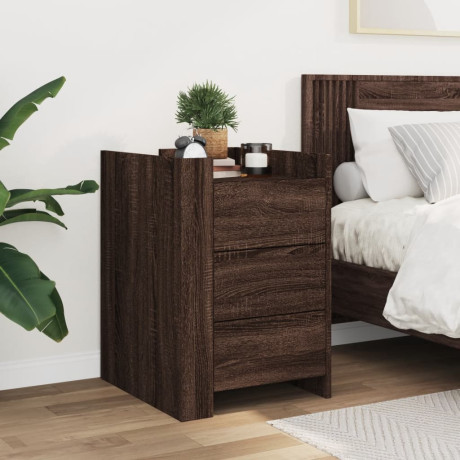 vidaXL Nachtkastje 45x50x65 cm bewerkt hout bruin eikenkleurig afbeelding3 - 1