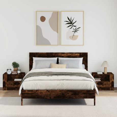 vidaXL Nachtkastjes 2 st wandgemonteerd 45x30x35 cm gerookt eikenkleur afbeelding3 - 1