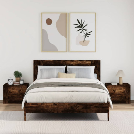 vidaXL Nachtkastjes 2 st wandgemonteerd 45x30x35 cm gerookt eikenkleur afbeelding3 - 1