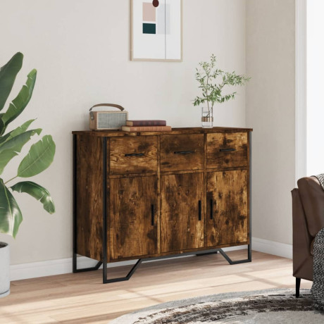 vidaXL Dressoir 97x32,5x74,5 cm bewerkt hout gerookt eikenkleurig afbeelding3 - 1