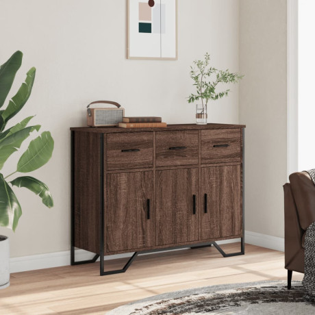 vidaXL Dressoir 97x32,5x74,5 cm bewerkt hout bruin eikenkleur afbeelding3 - 1