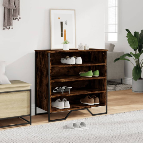 vidaXL Schoenenkast 80x38x78 cm bewerkt hout gerookt eikenkleurig afbeelding3 - 1
