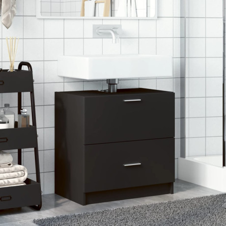 vidaXL Wastafelkast 59x37x59 cm bewerkt hout zwart afbeelding3 - 1