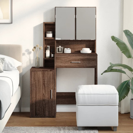 vidaXL Kaptafel met kastje 80x35x132 cm bruin eikenkleur afbeelding3 - 1