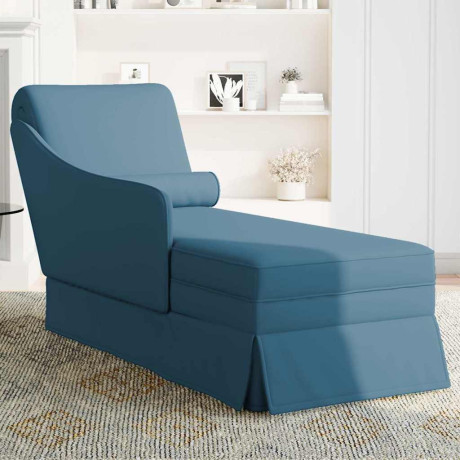 vidaXL Chaise longue met bolster en rechterarmleuning fluweel blauw afbeelding3 - 1