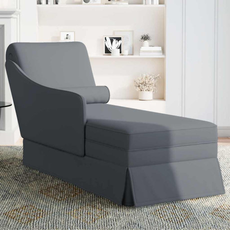 vidaXL Chaise longue met bolster&rechterarmleuning fluweel donkergrijs afbeelding3 - 1