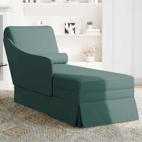 vidaXL Chaise longue met bolster&rechterarmleuning fluweel donkergroen afbeelding3 - 1