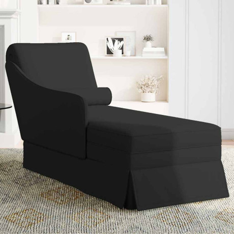 vidaXL Chaise longue met bolster en rechterarmleuning fluweel zwart afbeelding3 - 1