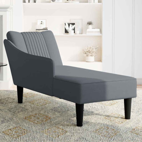 vidaXL Chaise longue met rechterarmleuning fluweel donkergrijs afbeelding3 - 1