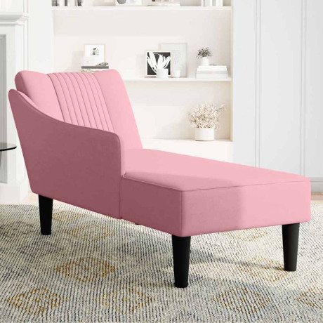 vidaXL Chaise longue met rechterarmleuning fluweel roze afbeelding3 - 1