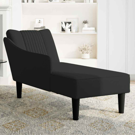 vidaXL Chaise longue met rechterarmleuning fluweel zwart afbeelding3 - 1