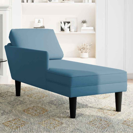 vidaXL Chaise longue met kussen en rechterarmleuning fluweel blauw afbeelding3 - 1