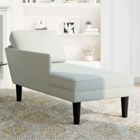 vidaXL Chaise longue met kussen & rechterarmleuning fluweel lichtgrijs afbeelding3 - 1