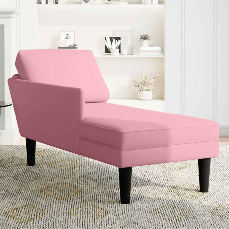 vidaXL Chaise longue met kussen en rechterarmleuning fluweel roze afbeelding3 - 1