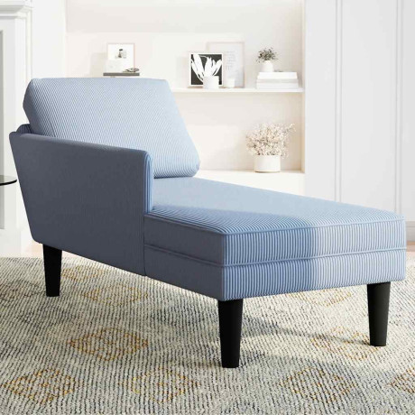 vidaXL Chaise longue met kussen corduroy stof blauw afbeelding3 - 1