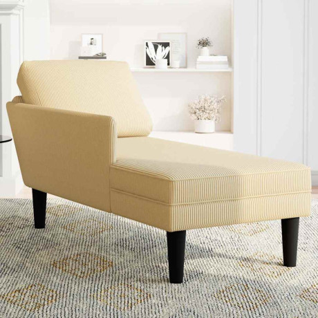 vidaXL Chaise longue met kussen corduroy stof lichtgroen grijs afbeelding3 - 1