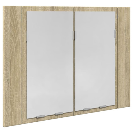 vidaXL Spiegelkast LED 60x12x45 cm bewerkt hout sonoma eikenkleurig afbeelding3 - 1