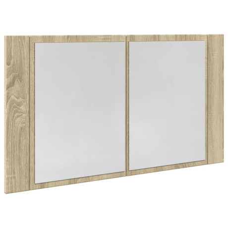 vidaXL Spiegelkast LED 80x12x45 cm bewerkt hout sonoma eikenkleurig afbeelding3 - 1