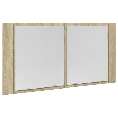 vidaXL Spiegelkast LED 90x12x45 cm bewerkt hout sonoma eikenkleurig afbeelding3 - 1