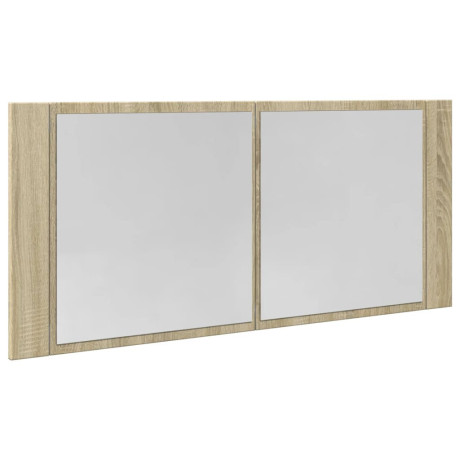 vidaXL Spiegelkast LED 100x12x45 cm bewerkt hout sonoma eikenkleurig afbeelding3 - 1