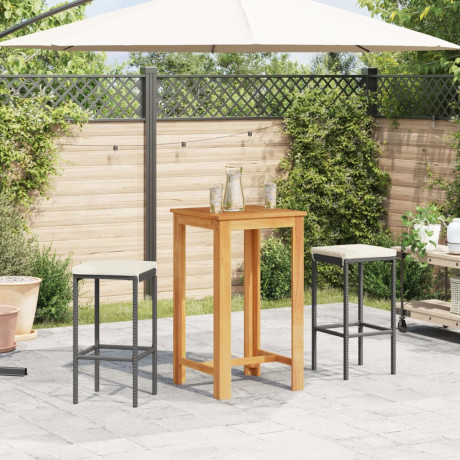 vidaXL 3-delige Tuinbarset massief acaciahout en poly rattan zwart afbeelding3 - 1