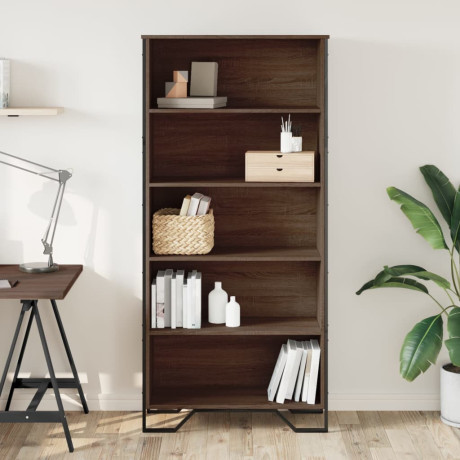 vidaXL Boekenkast 80x31x169 cm bewerkt hout bruin eikenkleurig afbeelding3 - 1