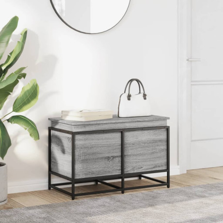 vidaXL Opbergbox met deksel 80x40x51,5 cm bewerkt hout grijs sonoma afbeelding3 - 1