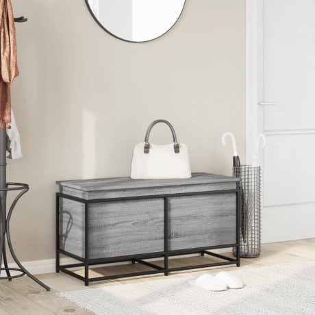 vidaXL Opbergbox met deksel 100x40x51,5 cm bewerkt hout grijs sonoma afbeelding3 - 1