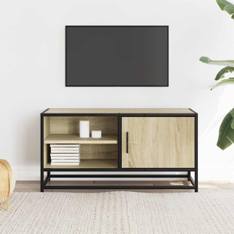vidaXL Tv-meubel 80x34,5x40 cm bewerkt hout metaal sonoma eikenkleurig afbeelding3 - 1