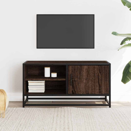 vidaXL Tv-meubel 80x34,5x40 cm bewerkt hout metaal bruin eikenkleur afbeelding3 - 1