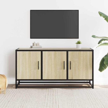 vidaXL Tv-meubel 100x35x50 cm bewerkt hout metaal sonoma eikenkleurig afbeelding3 - 1