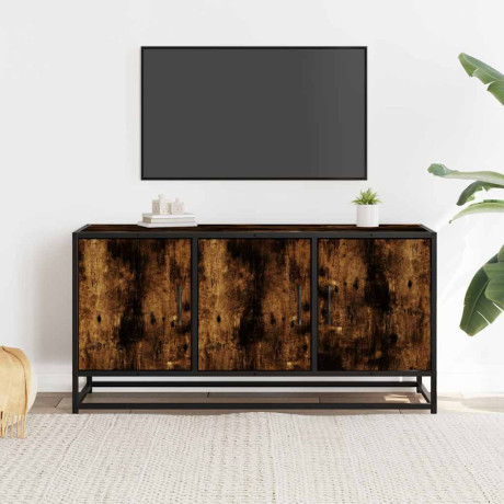 vidaXL Tv-meubel 100x35x50 cm bewerkt hout metaal gerookt eikenkleurig afbeelding3 - 1