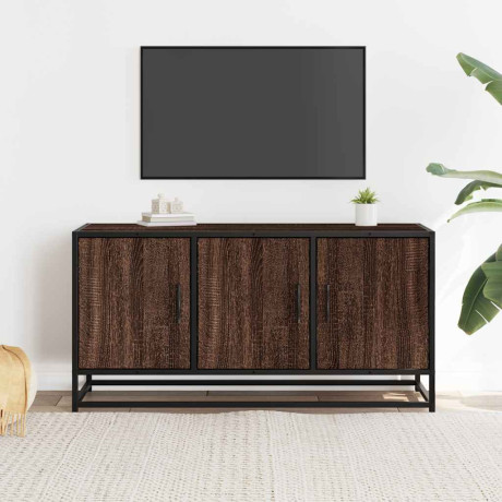 vidaXL Tv-meubel 100x35x50 cm bewerkt hout metaal bruin eikenkleur afbeelding3 - 1