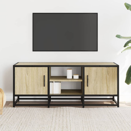 vidaXL Tv-meubel 100x35x41 cm bewerkt hout metaal sonoma eikenkleurig afbeelding3 - 1