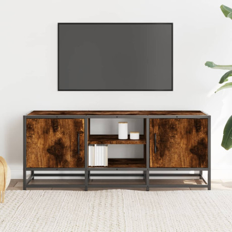 vidaXL Tv-meubel 100x35x41 cm bewerkt hout metaal gerookt eikenkleurig afbeelding3 - 1