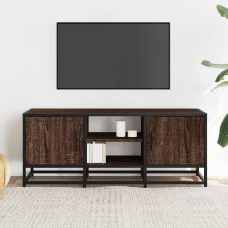 vidaXL Tv-meubel 100x35x41 cm bewerkt hout metaal bruin eikenkleur afbeelding3 - 1