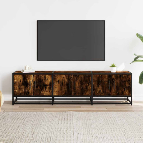 vidaXL Tv-meubel 150x35x41 cm bewerkt hout metaal gerookt eikenkleurig afbeelding3 - 1