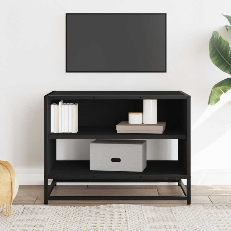 vidaXL Tv-meubel 61x40x46 cm bewerkt hout en metaal zwart afbeelding3 - 1